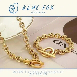 *NEW* 18K Gold Plated Stainless  Steel Chunky Toggle BRACELET (GOLD)
